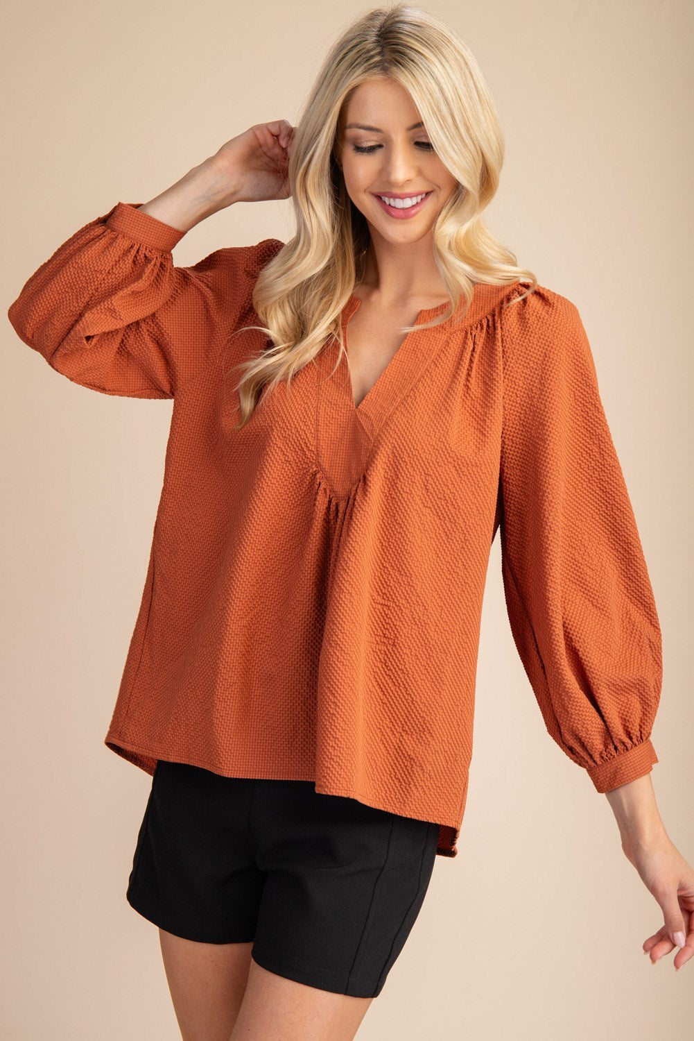 FALL FLAIR TOP - RUST