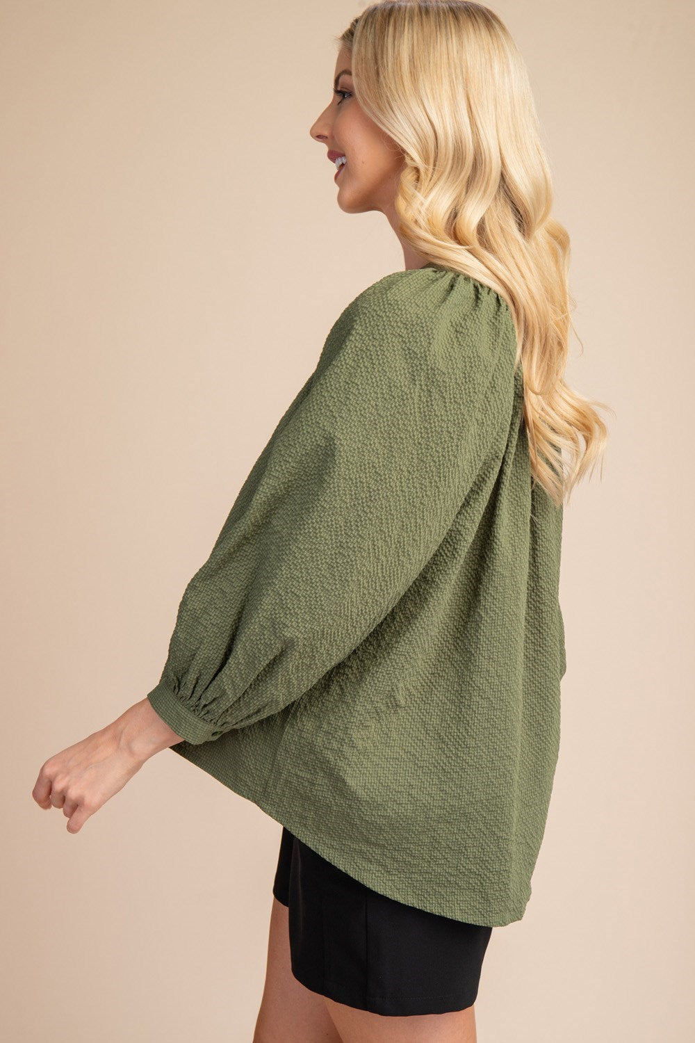 FALL FLAIR TOP - OLIVE