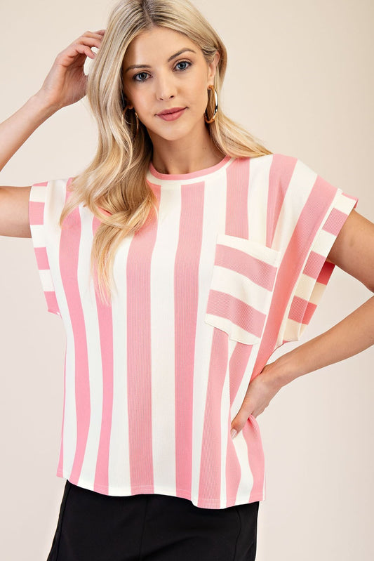 FUN STRIPED TOP - PINK