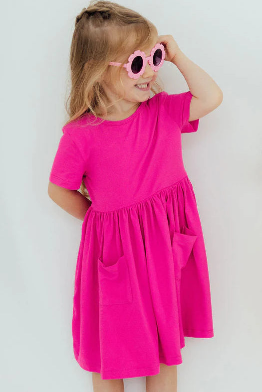 CARLY TWIRL DRESS - HOT PINK
