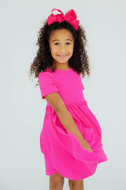 CARLY TWIRL DRESS - HOT PINK