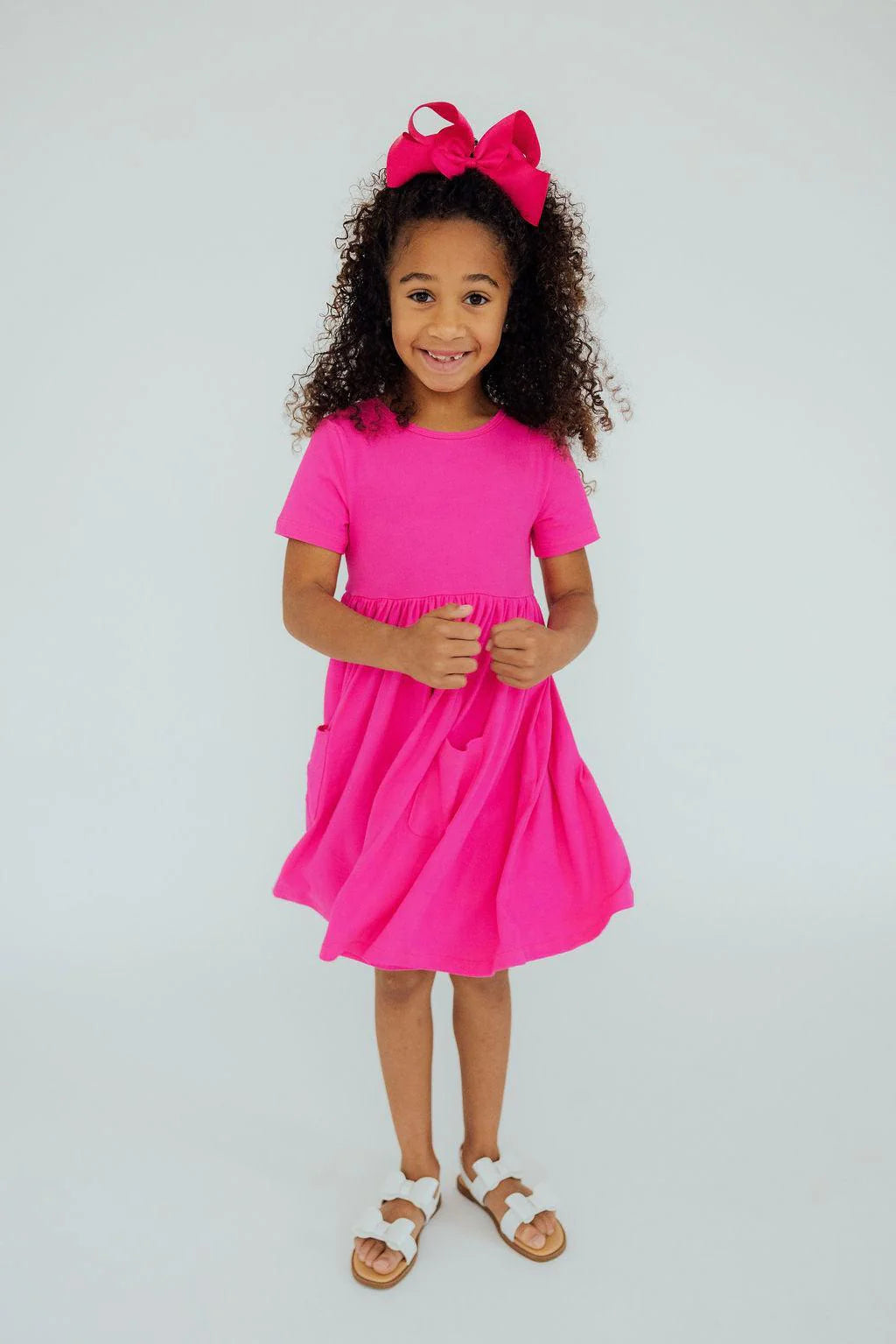 CARLY TWIRL DRESS - HOT PINK