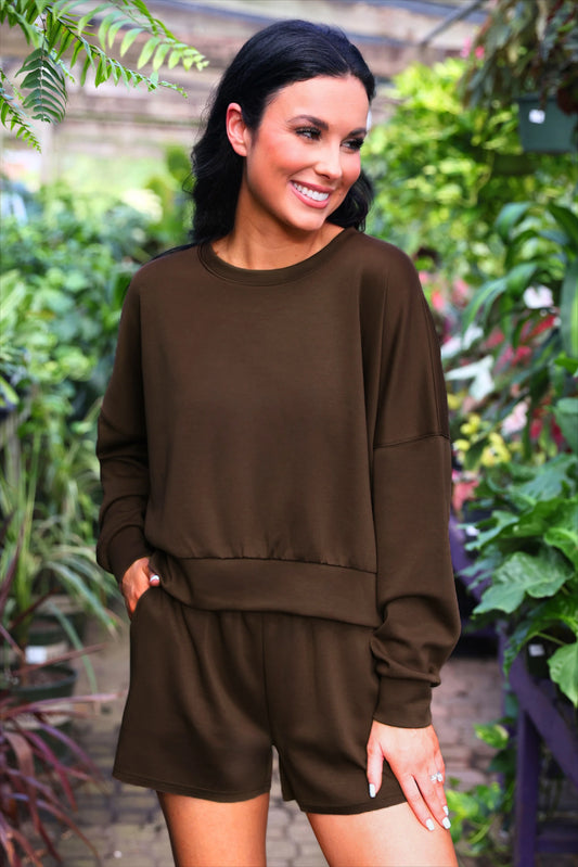 LUNA LUXE PULLOVER SET - CHOCOLATE