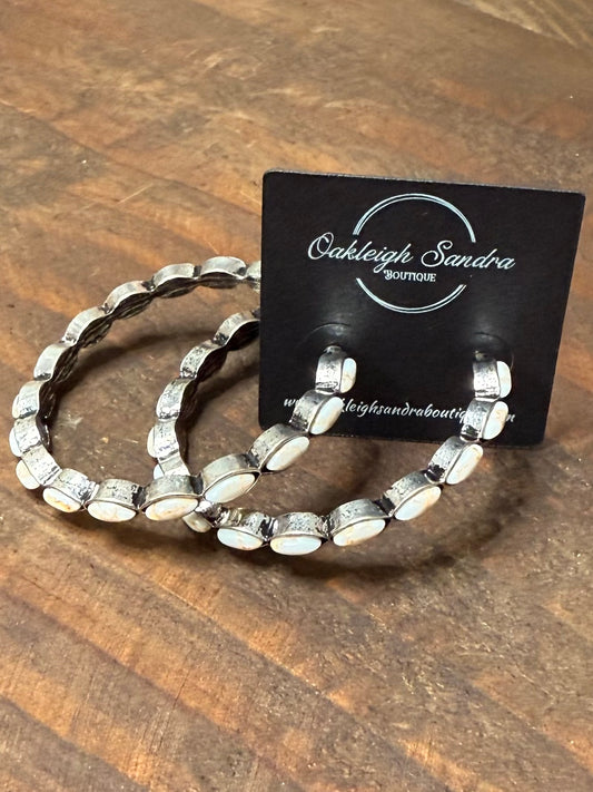 NAVAJO WHITE BEAD HOOPS