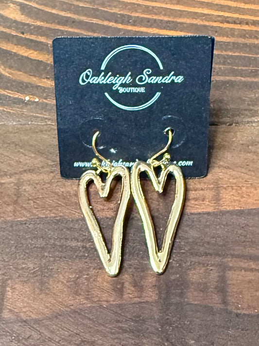 METAL HEART EARRINGS - GOLD