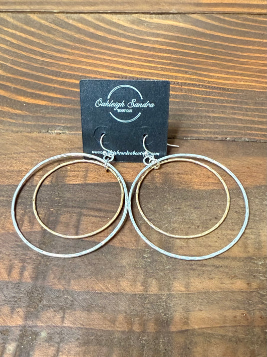 GOLD & SILVER CIRCLE HOOP EARRINGS