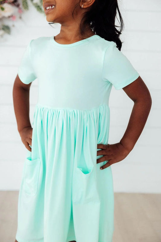 CARLY TWIRL DRESS - PASTEL GREEN