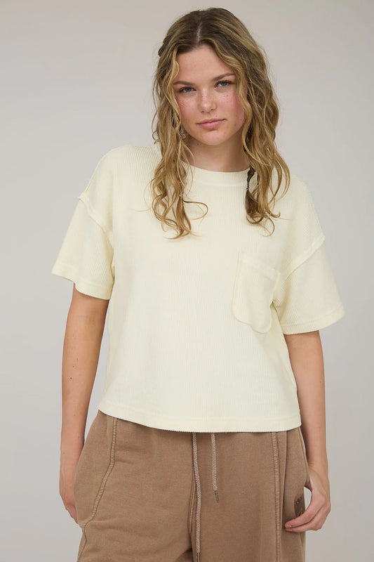 SWEET RIBBED TOP - CREAM