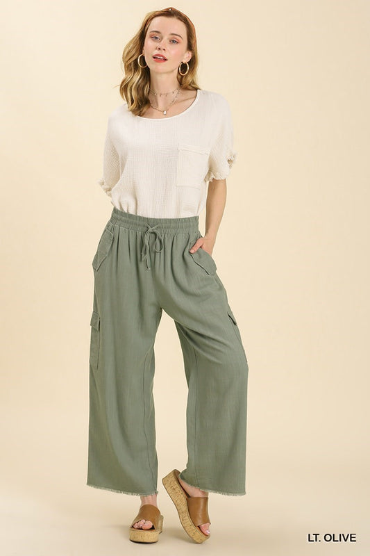 WALKING THE BOULEVARD PANTS - LIGHT OLIVE