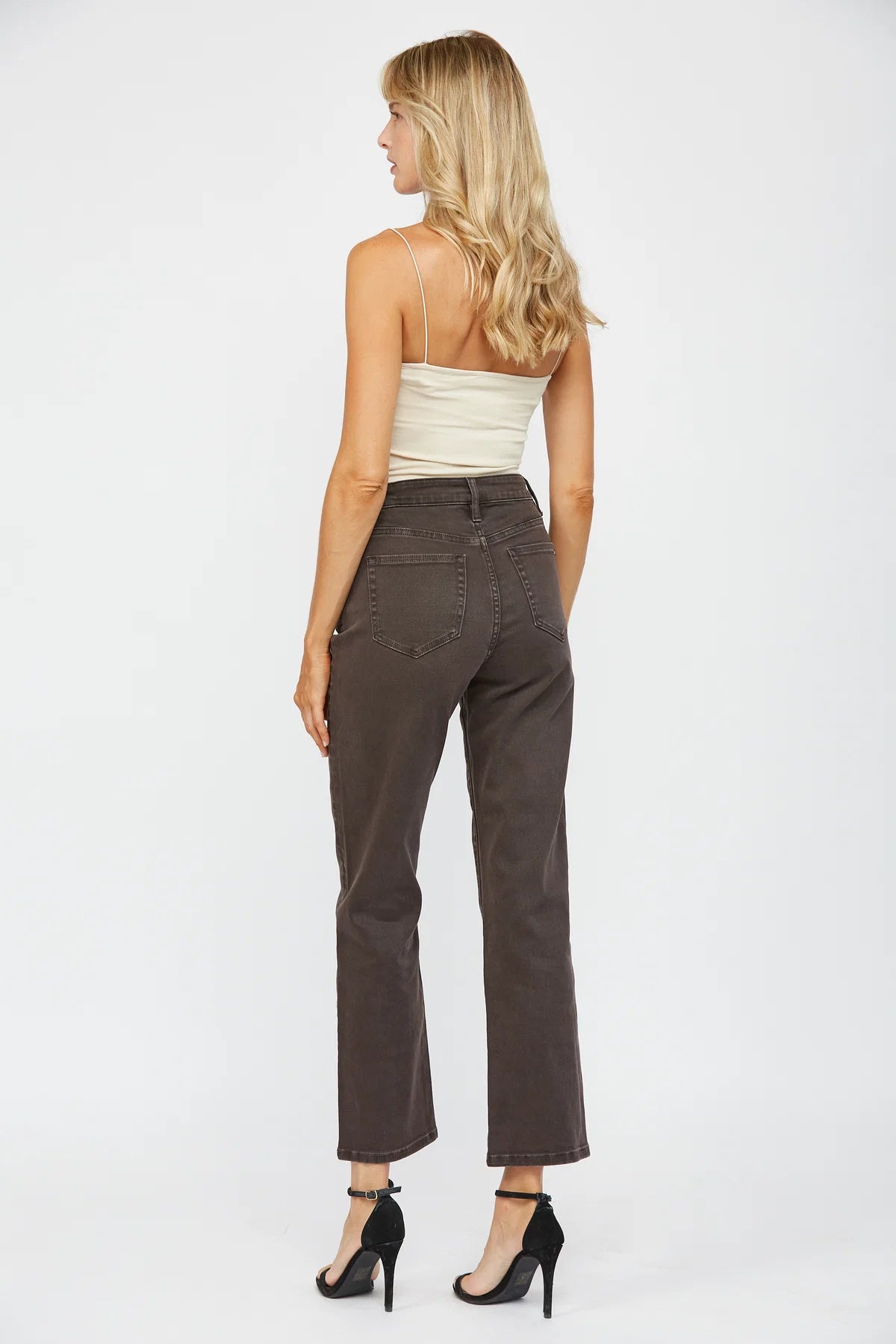 HIGH RISE STRAIGHT LEG - DARK BROWN