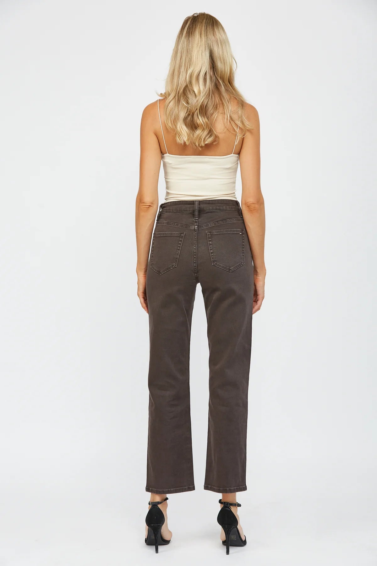 HIGH RISE STRAIGHT LEG - DARK BROWN