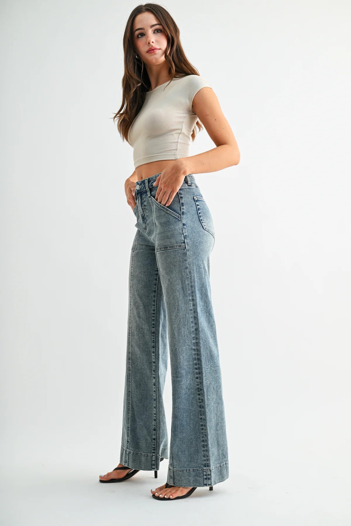 HIGH RISE WIDE TROUSER HEM
