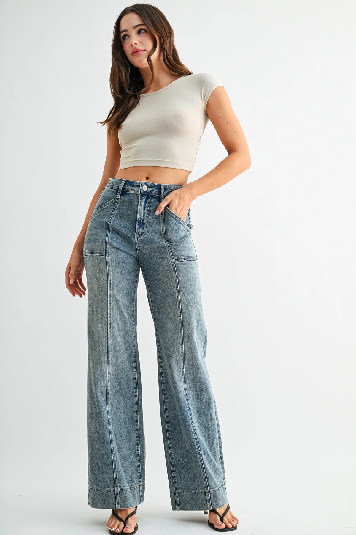 HIGH RISE WIDE TROUSER HEM