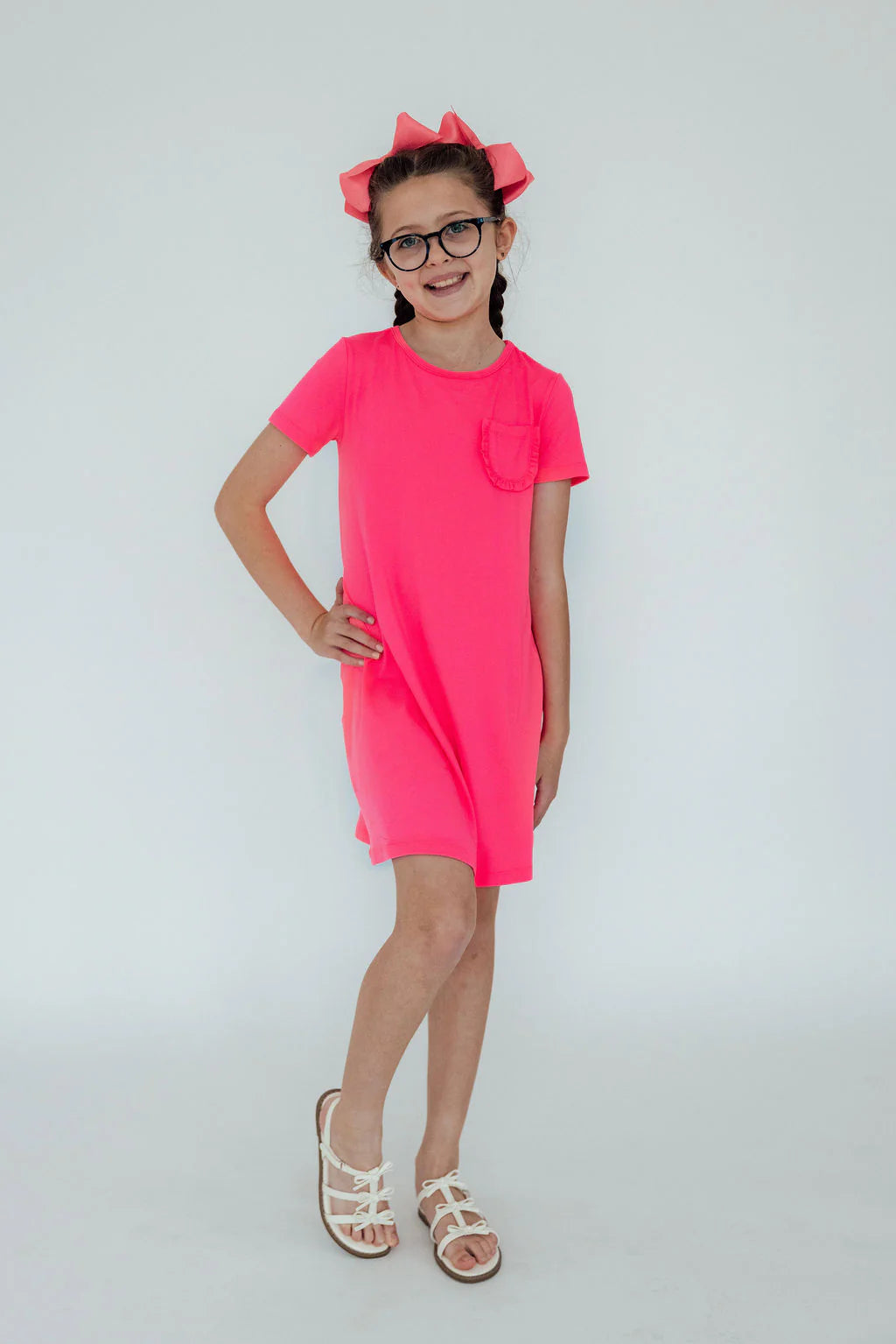 LILLIE T-SHIRT DRESS - NEON PINK