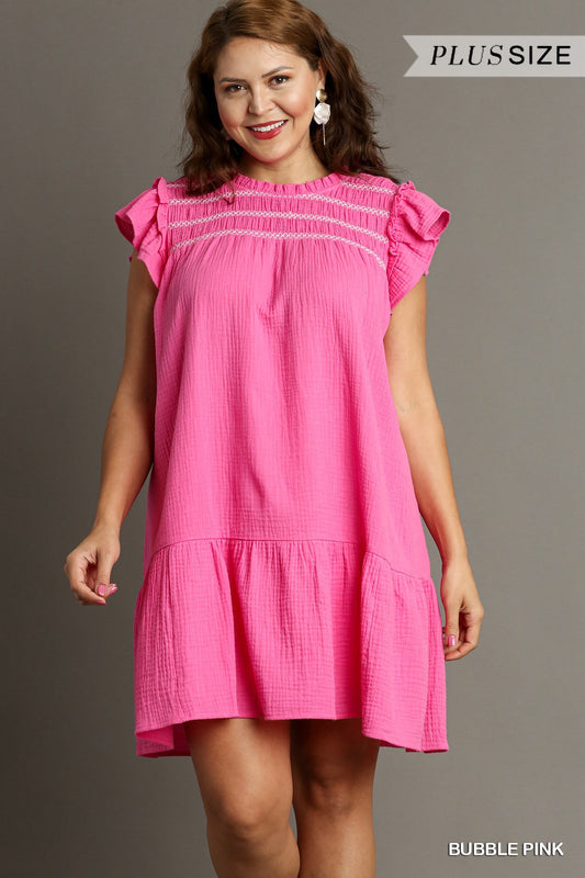 PLUS ADDIE DRESS - BUBBLE PINK