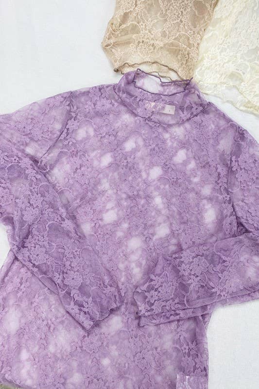 FLORAL LACE TOP - LAVENDER