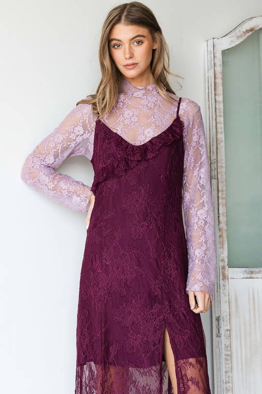 FLORAL LACE TOP - LAVENDER