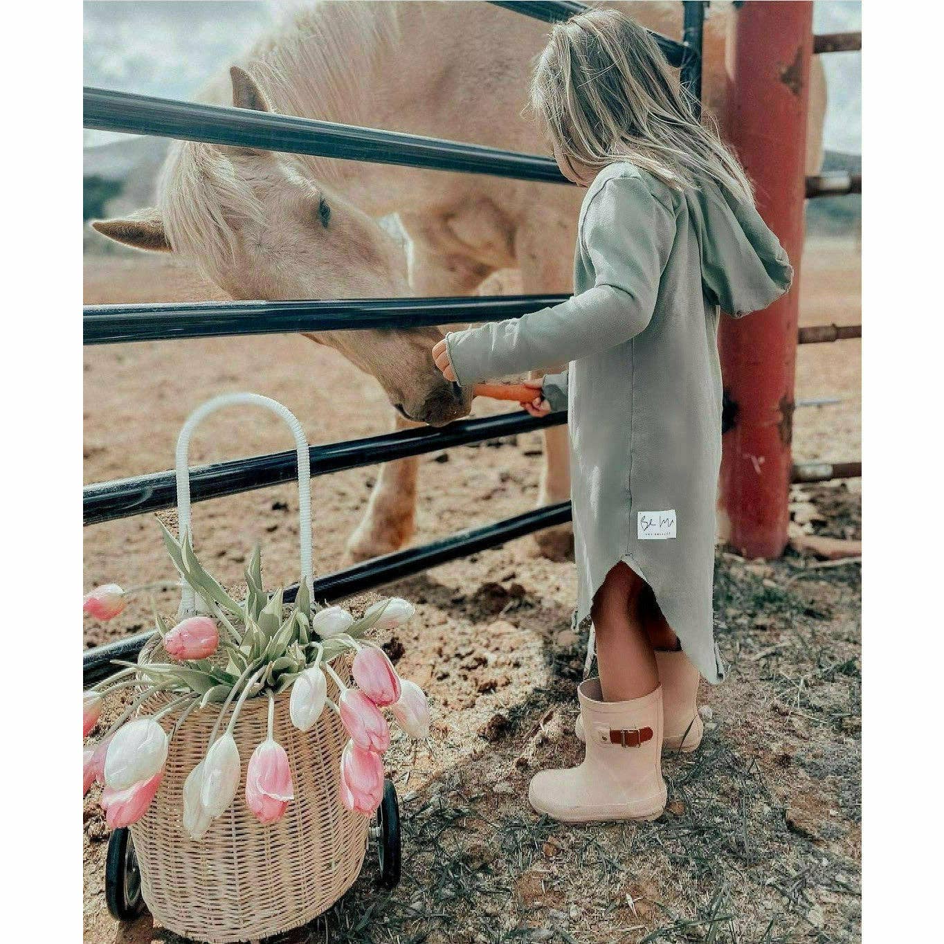 ORGANIC LUNA HOODIE DRESS - OLIVE