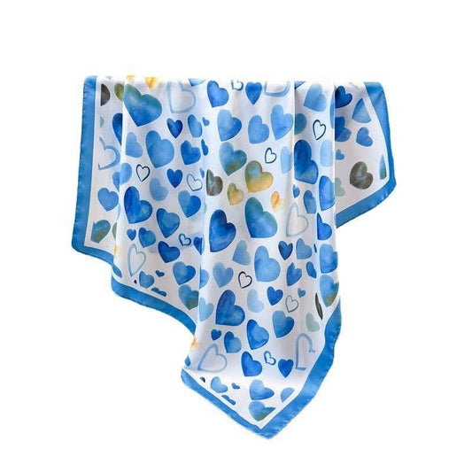 HEART PRINT SCARF - BLUE
