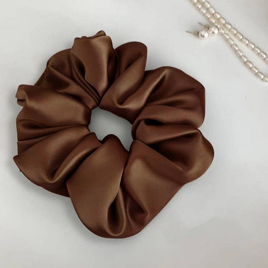 OVERSIZED SATIN SCRUNCHIE - BROWN