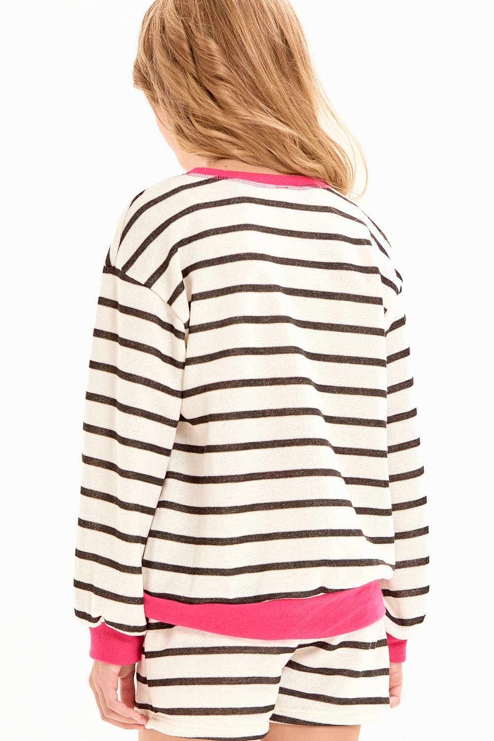 TERRI STRIPED SHORTS AND SWEATSHIRT SET