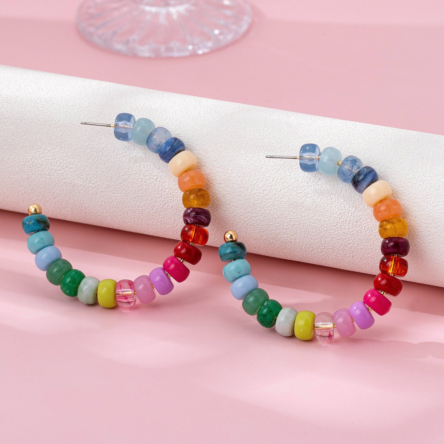 MULTI-COLOR HOOP EARRINGS - GOLD
