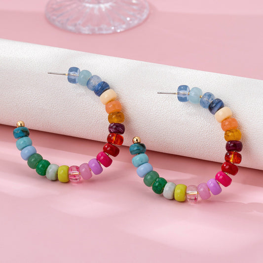 MULTI-COLOR HOOP EARRINGS - GOLD
