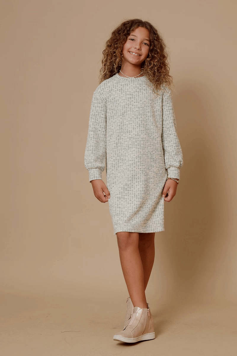 GIRLS LUREX TWEED SHIFT DRESS