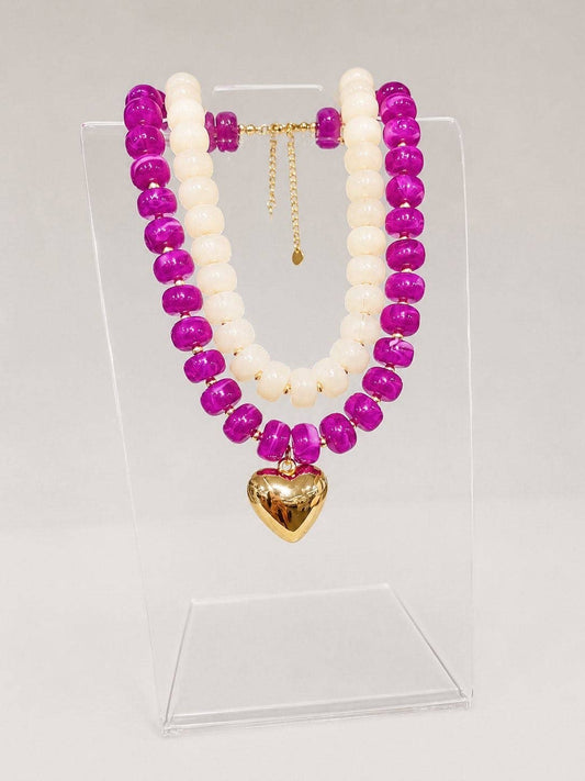 BEADED NECKLACE - PURPLE