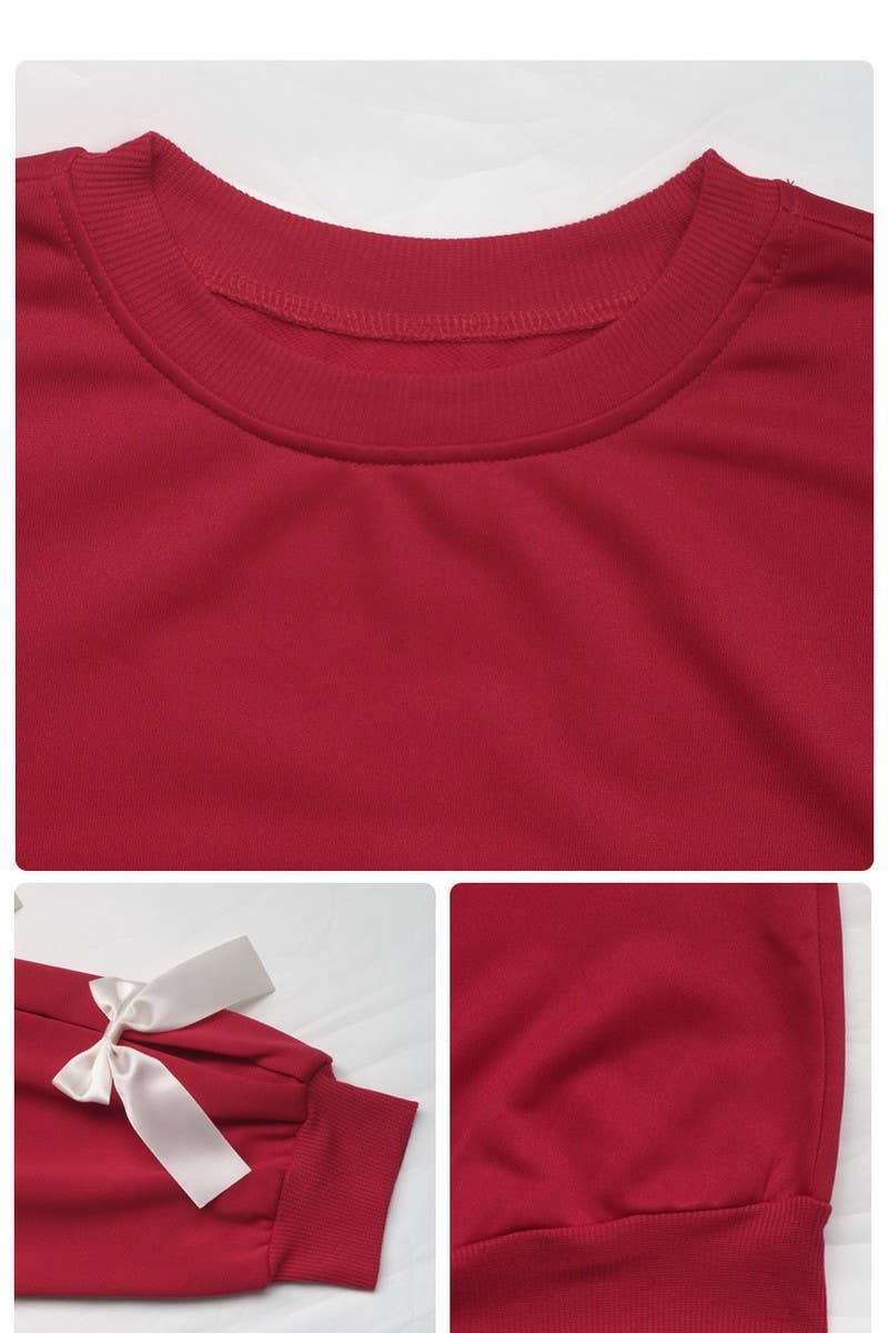 SATIN BOW SWEATSHIRT