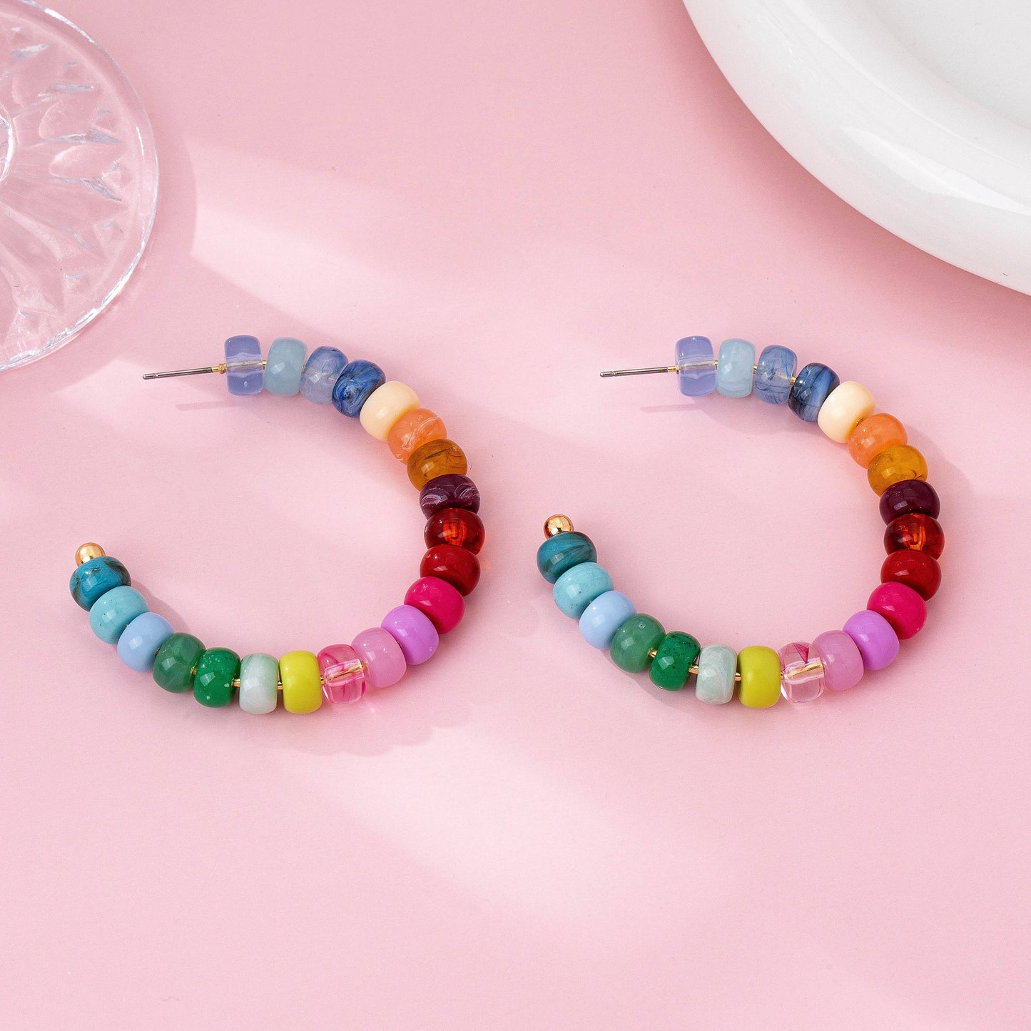 MULTI-COLOR HOOP EARRINGS - GOLD