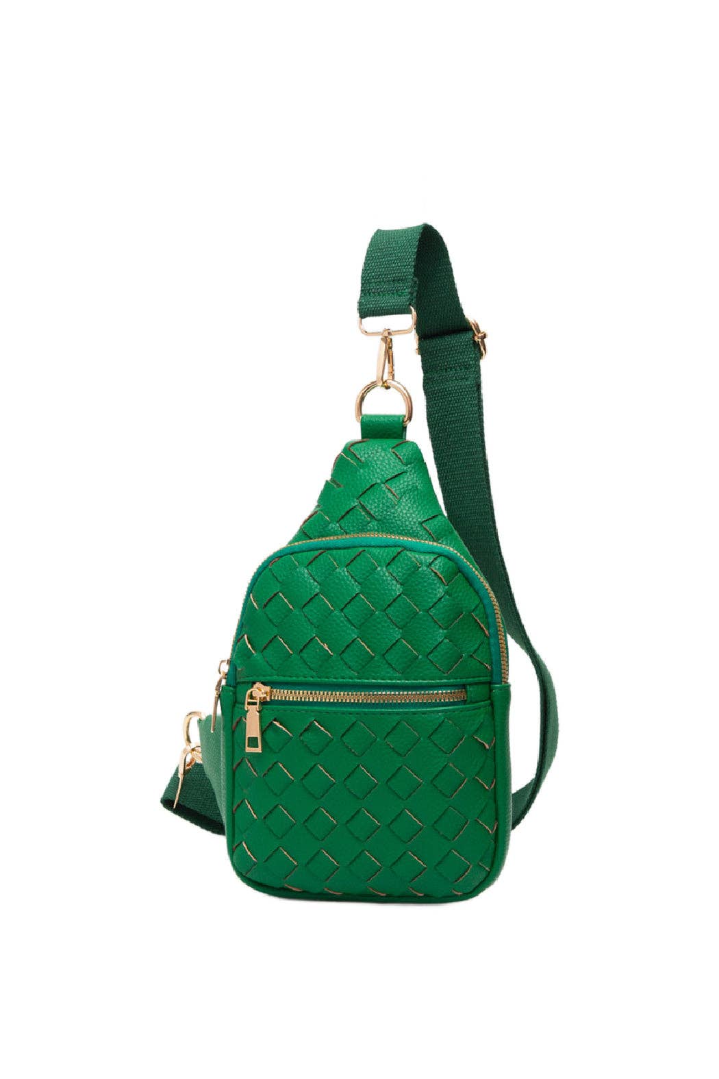 Woven Vegan Leather Sling Bag: Brown