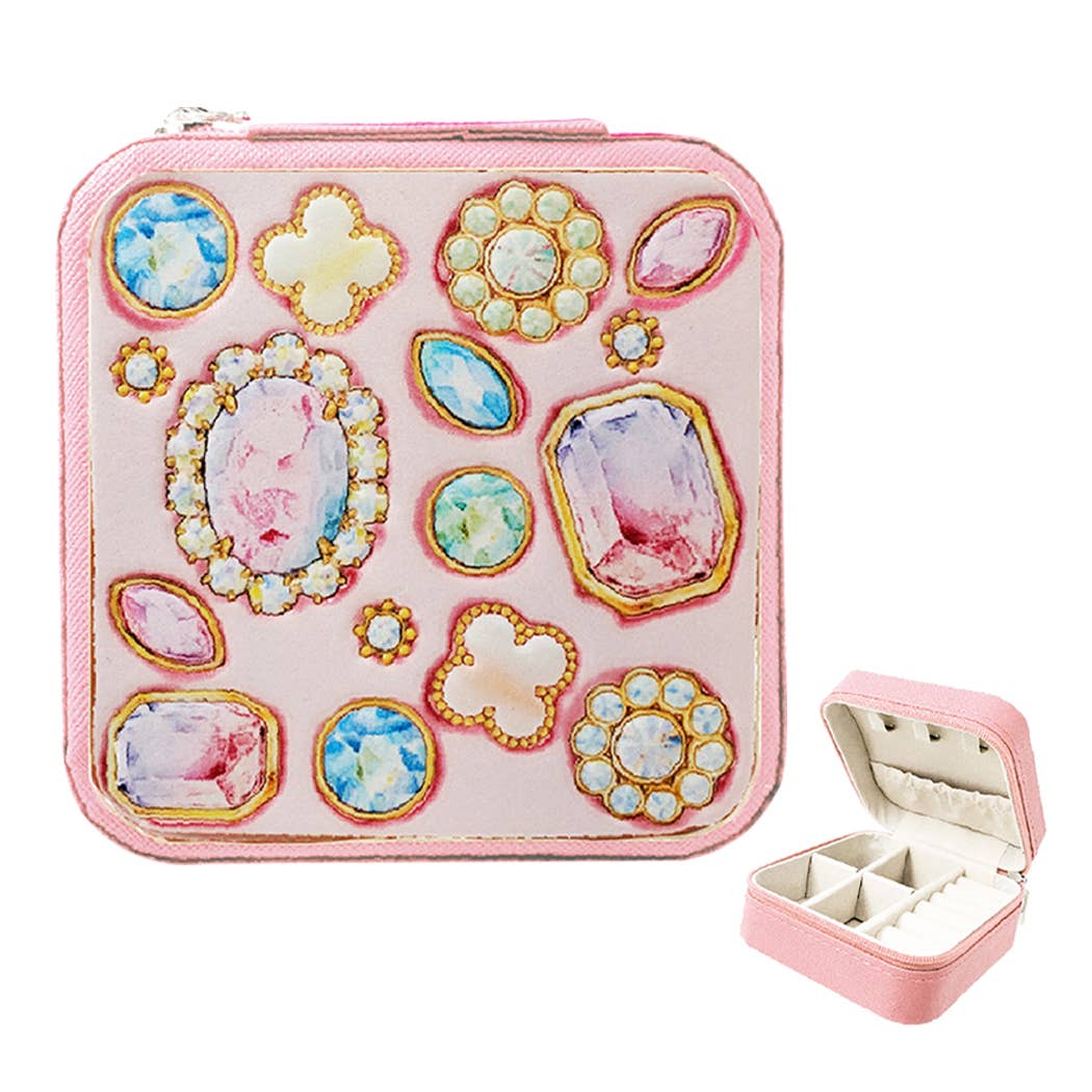 DIAMOND PRINTED JEWELRY ORGANIZER TRAVEL CASE