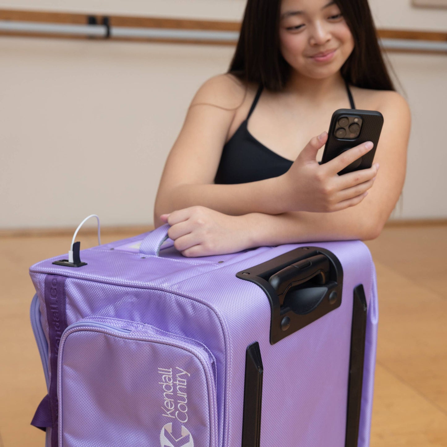 Collapsible Costume Rolling Dance Bag with Garment Rack -28": Purple