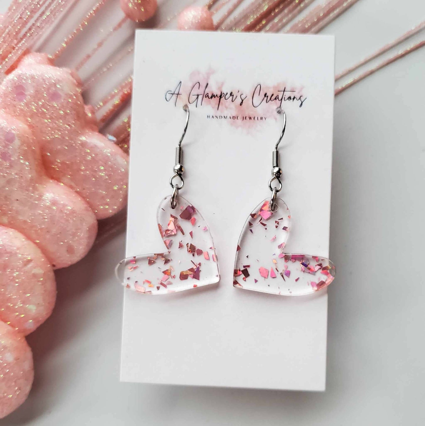 ROSEGOLD FLAKES HAND DRAWN HEART EARRINGS