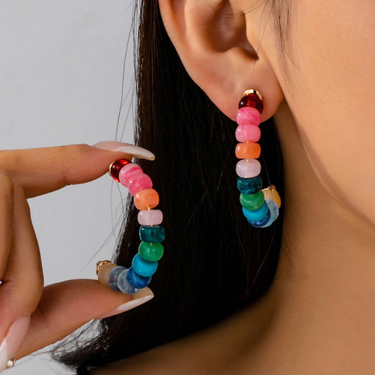 RAINBOW HOOP EARRINGS - MULTI