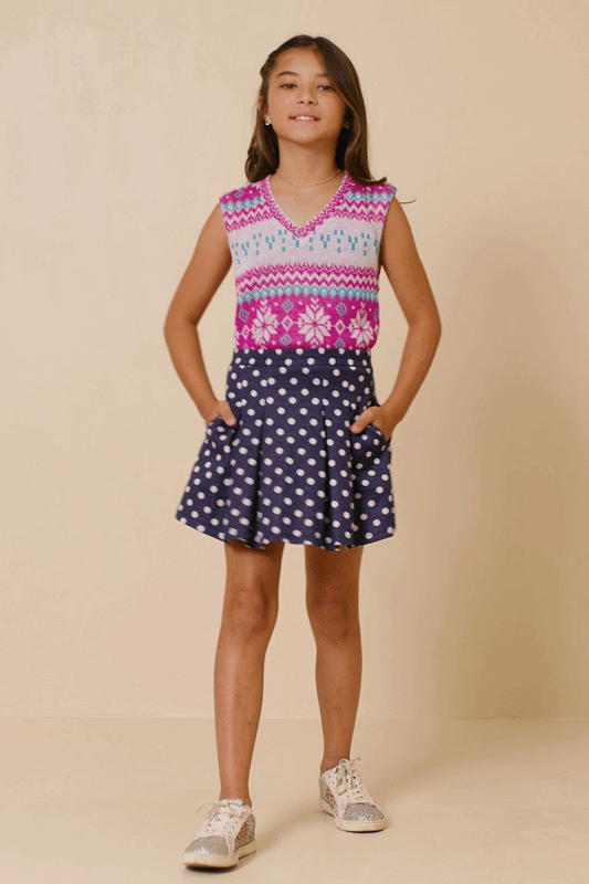 GIRLS POLKA DOT KNIT FLARE SKIRT