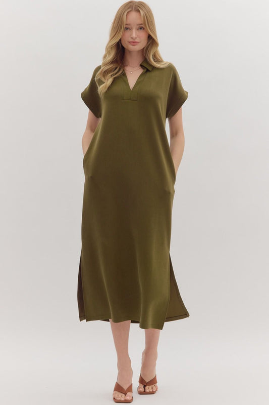 CAPTIVE AUDIENCE DRESS - OLIVE