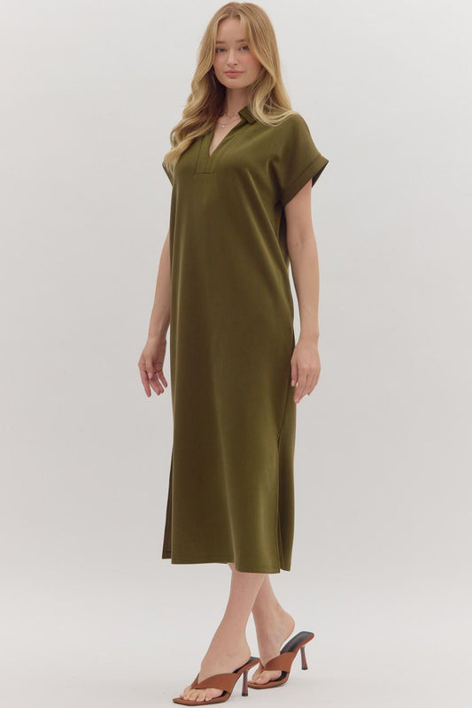 CAPTIVE AUDIENCE DRESS - OLIVE