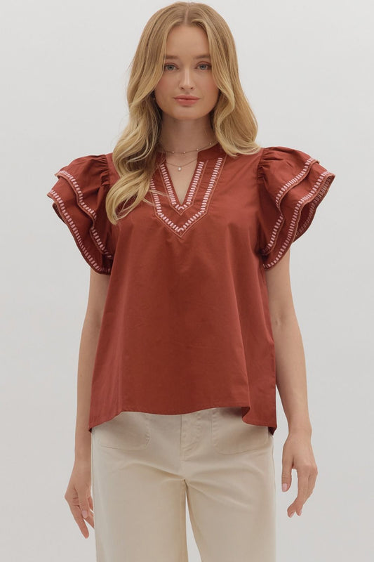 FLIRTY FLUTTER TOP