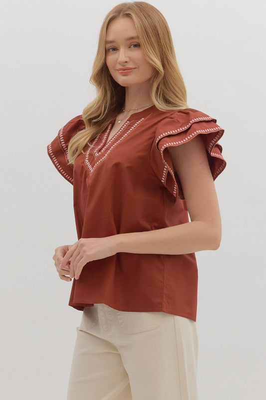 FLIRTY FLUTTER TOP