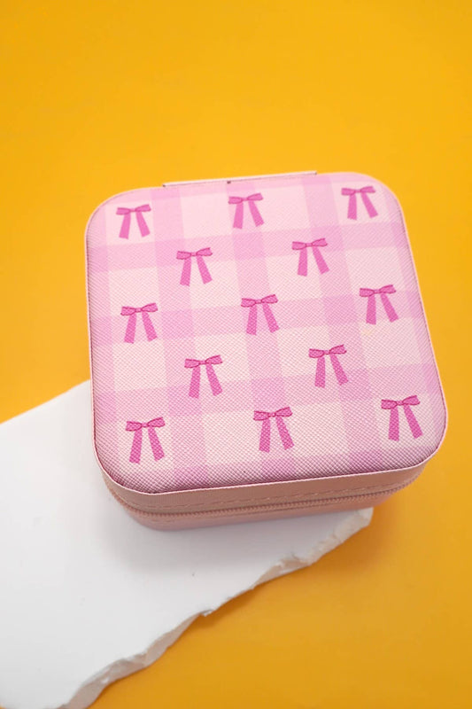 DESIGNED JEWELRY ORGANIZER TRAVEL BOX CASE - PINK