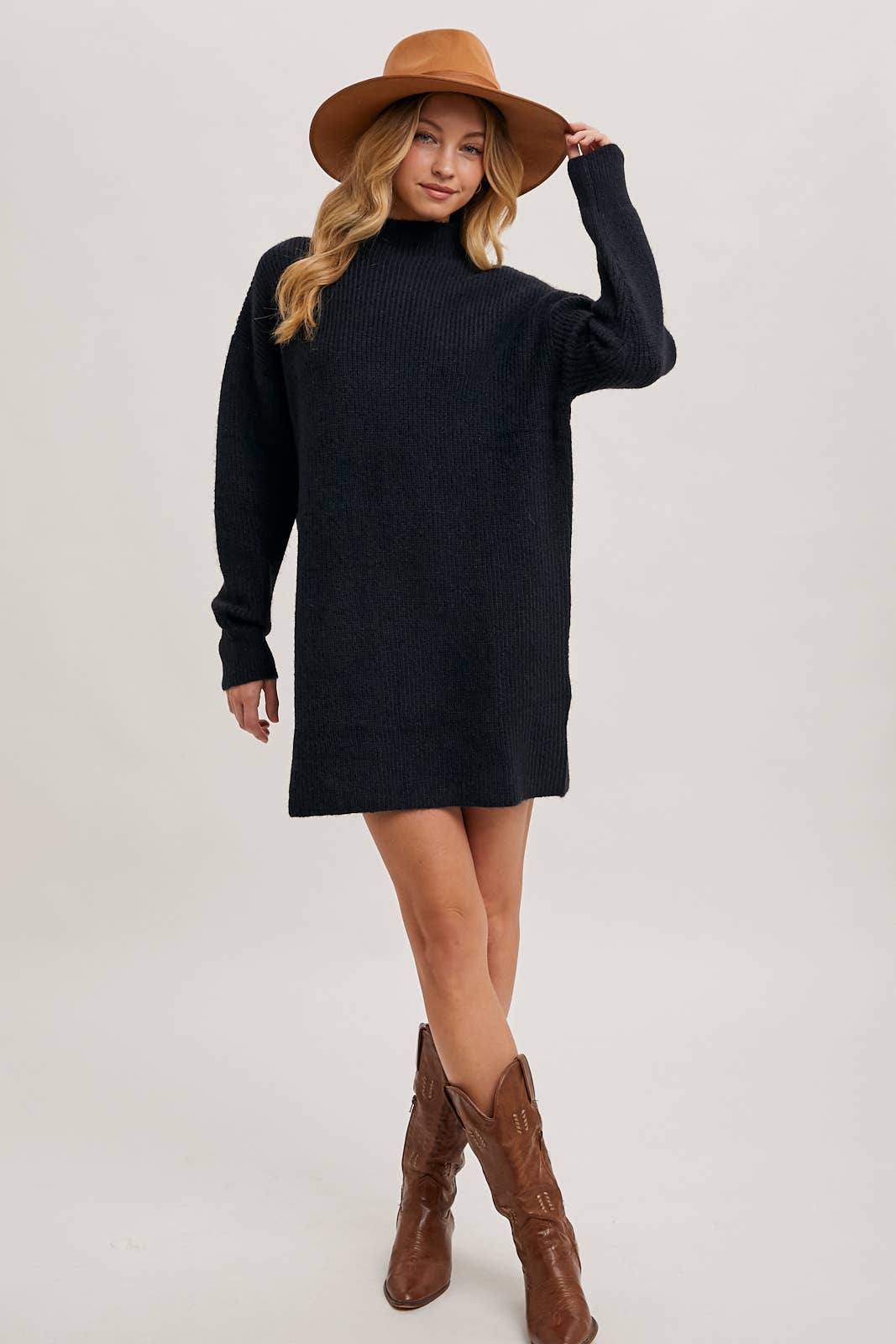 TRINA SWEATER DRESS - BLACK