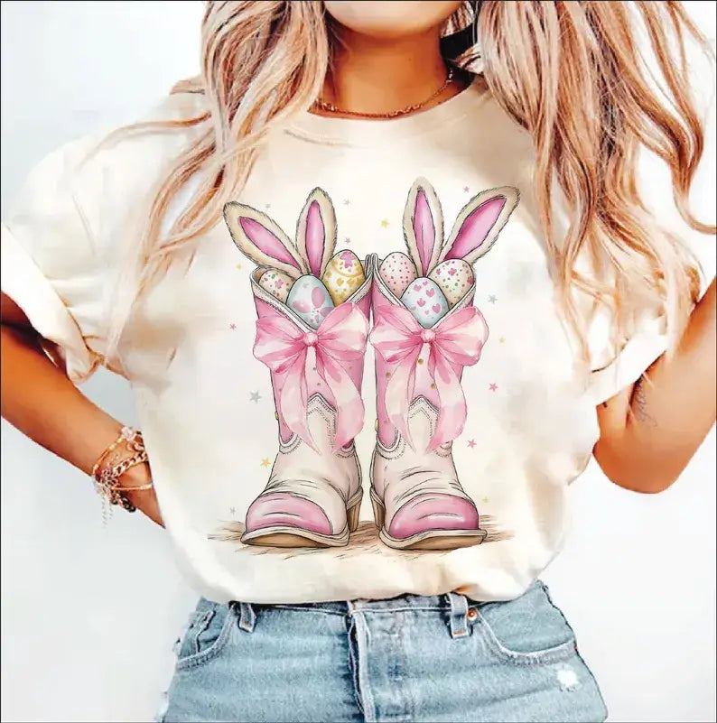 PINK BOOTS 'N BUNNY EARS TEE