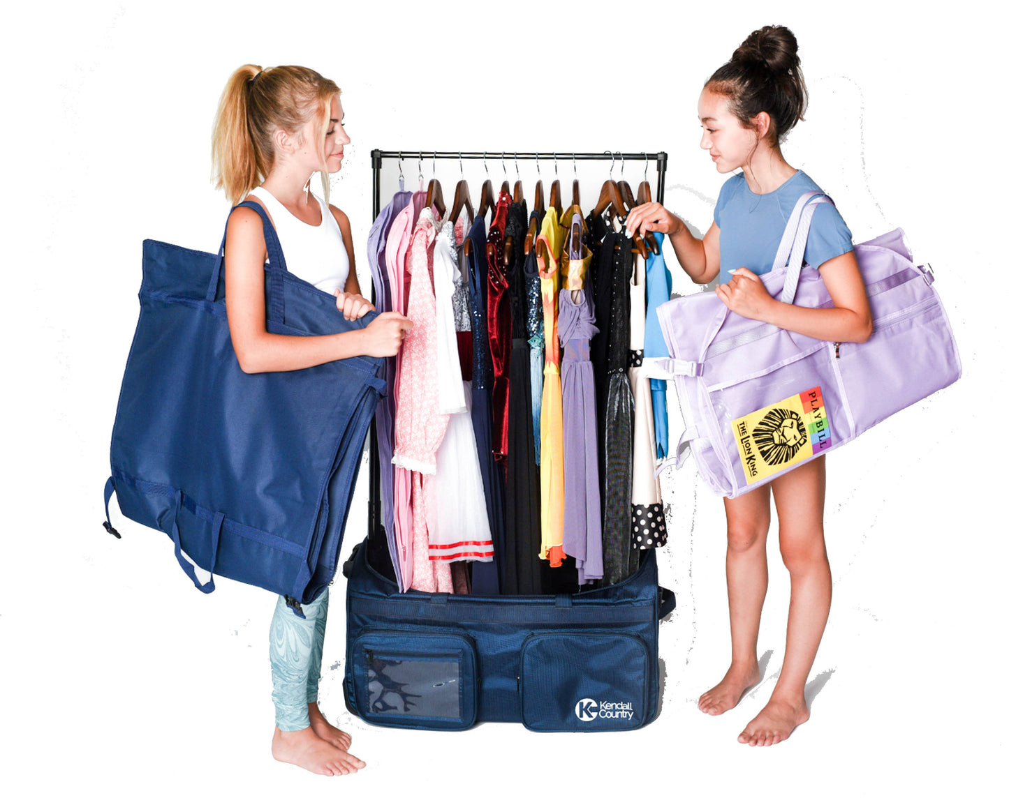 Collapsible Costume Rolling Dance Bag with Garment Rack -28": Purple