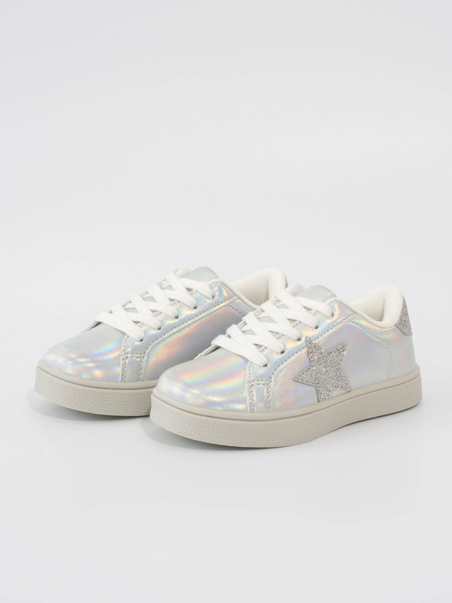 HOLOGRAPHIC SPARKLE STAR SNEAKERS - SILVER