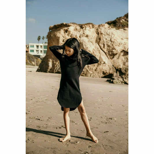 ORGANIC LUNA HOODIE DRESS - BLACK