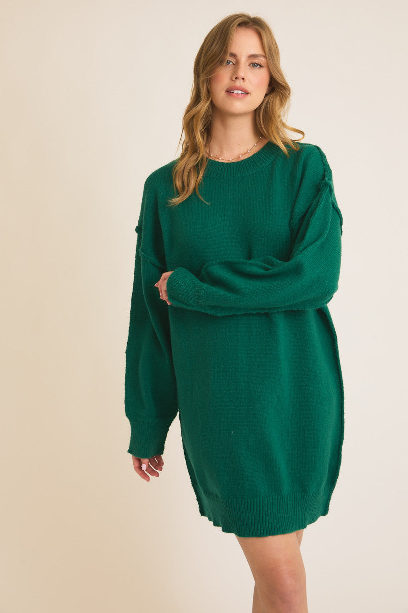 WRAP ME IN WARMTH DRESS - HUNTER GREEN