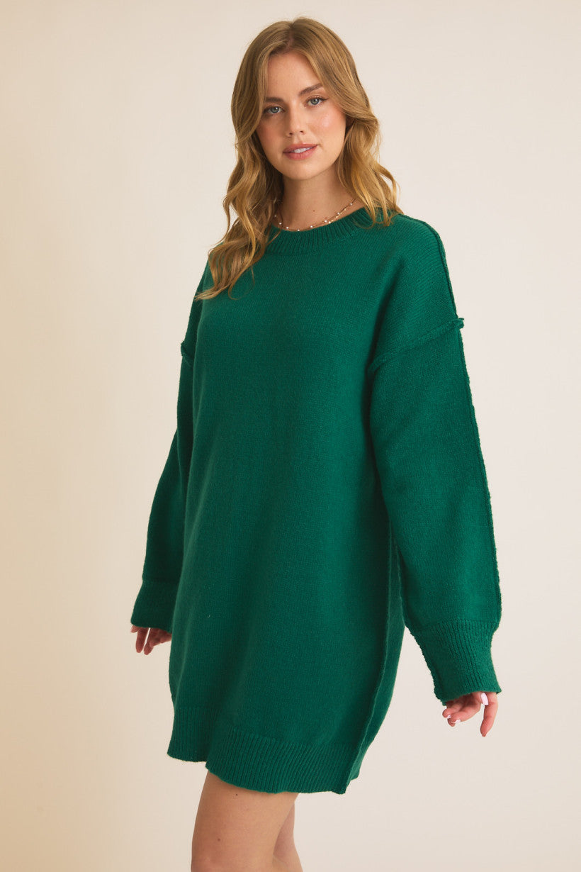 WRAP ME IN WARMTH DRESS - HUNTER GREEN