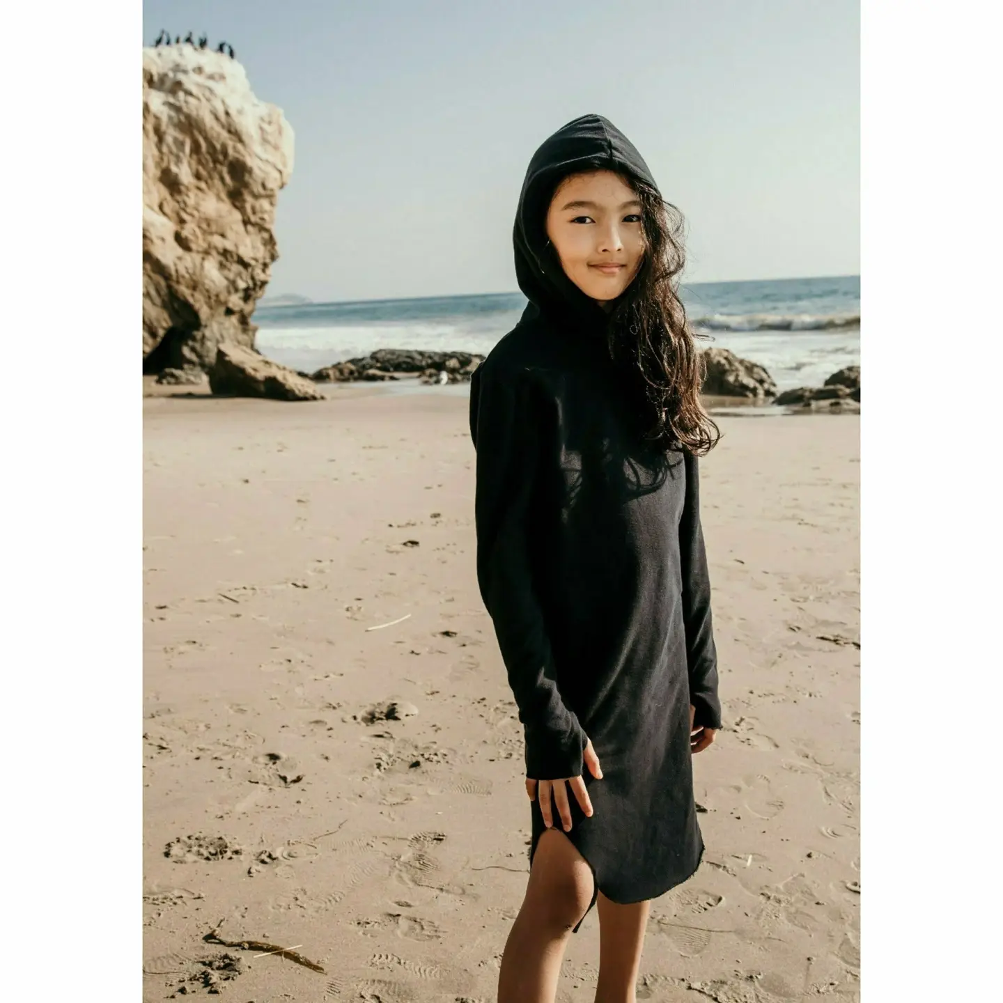 ORGANIC LUNA HOODIE DRESS - BLACK